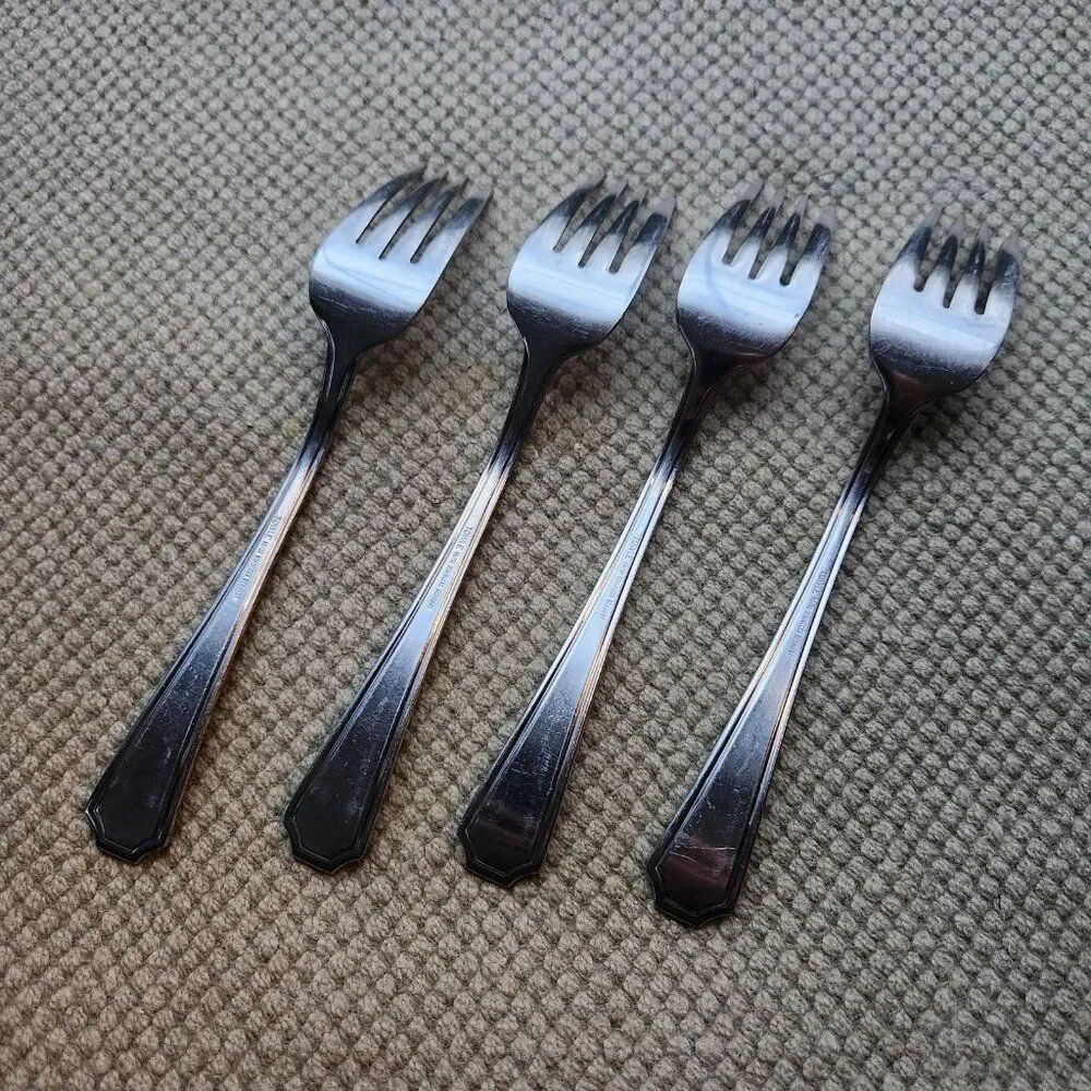 Towle ANNANDALE Set of 4 Salad Forks Satin Stainless Flatware 18-10 Germany 7